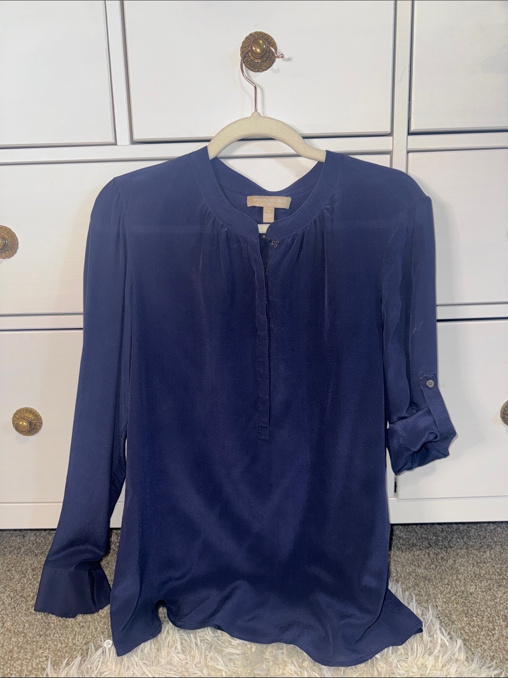 Banana Republic 100% Silk Navy Blouse